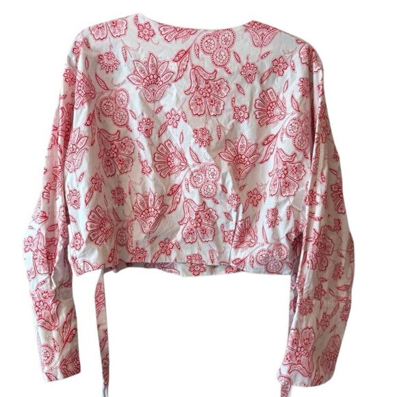 Saunders Collective- Red & White Frederique Crop Top Dolman Long Sleeve, Size 14 - Picture 10 of 15